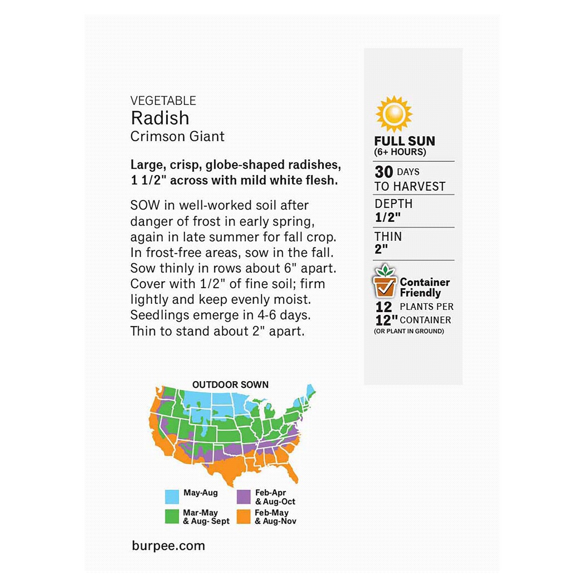 slide 2 of 2, Burpee Radish Crimson Giant Seeds, 1 ct