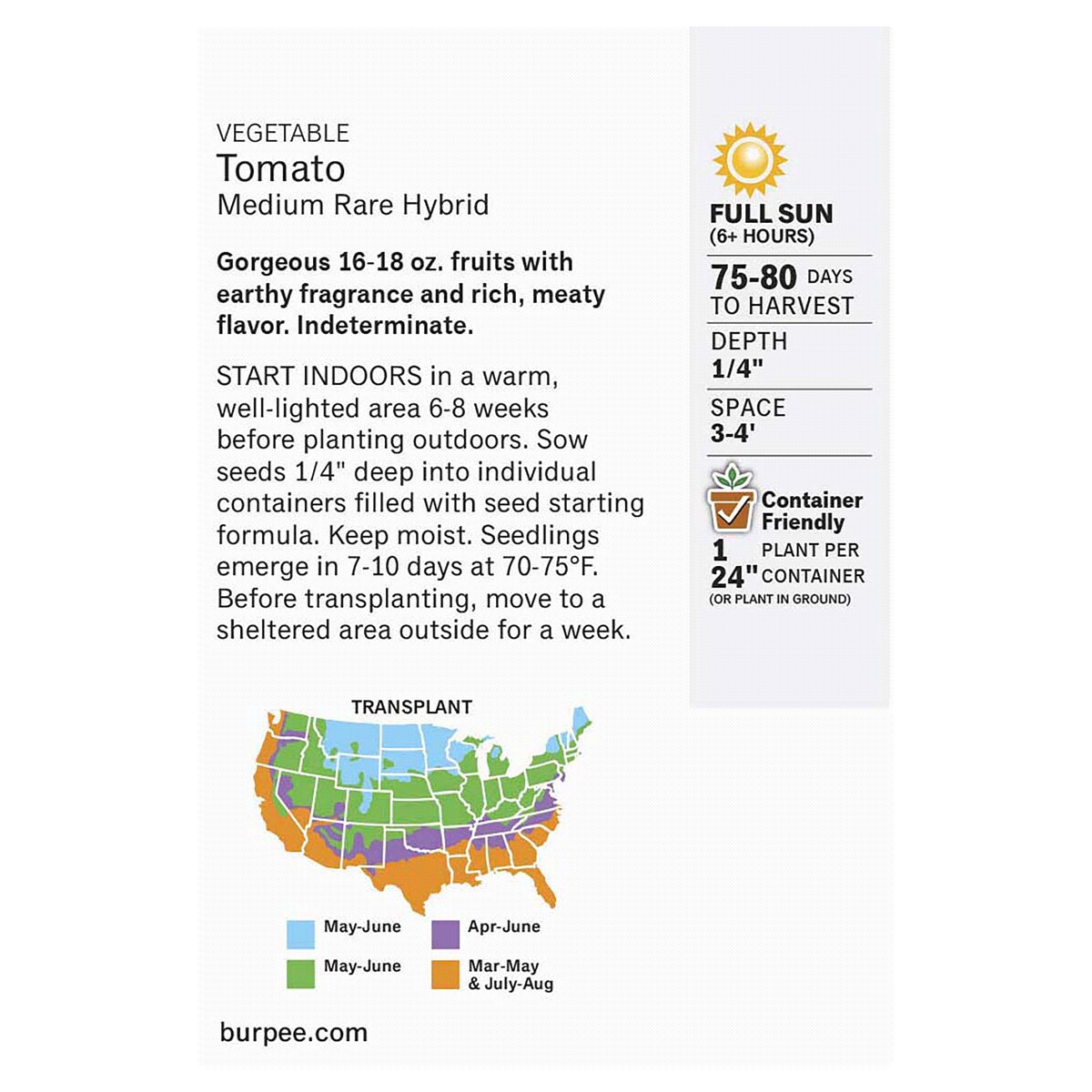 slide 2 of 2, Burpee Tomato, Medium Rare Hybrid Seed, 1 ct
