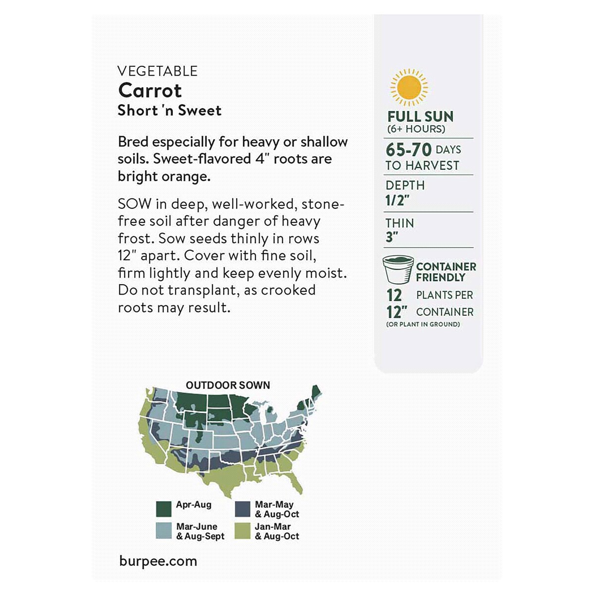 slide 5 of 5, Burpee Organic Carrot Short N Sweet Seeds, 1 ct