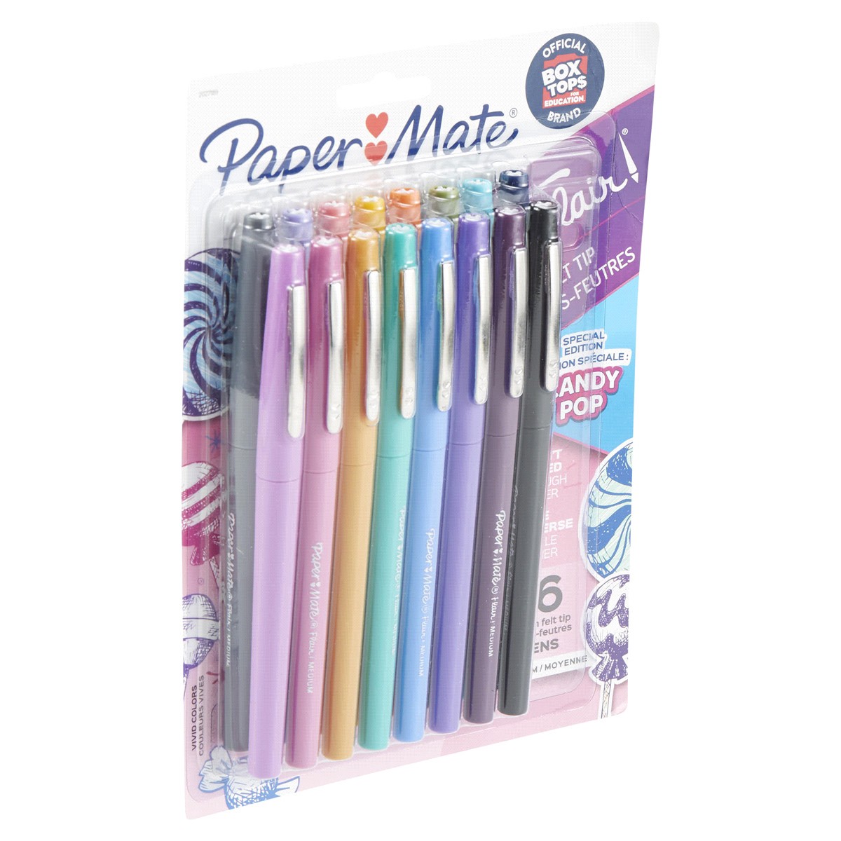 slide 25 of 29, Paper Mate 1979423 Flair Felt Tip Pens, Medium Point (0.7mm), Limited Edition Candy Pop Pack, 16 ct