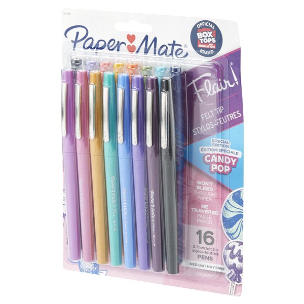 slide 11 of 29, Paper Mate 1979423 Flair Felt Tip Pens, Medium Point (0.7mm), Limited Edition Candy Pop Pack, 16 ct