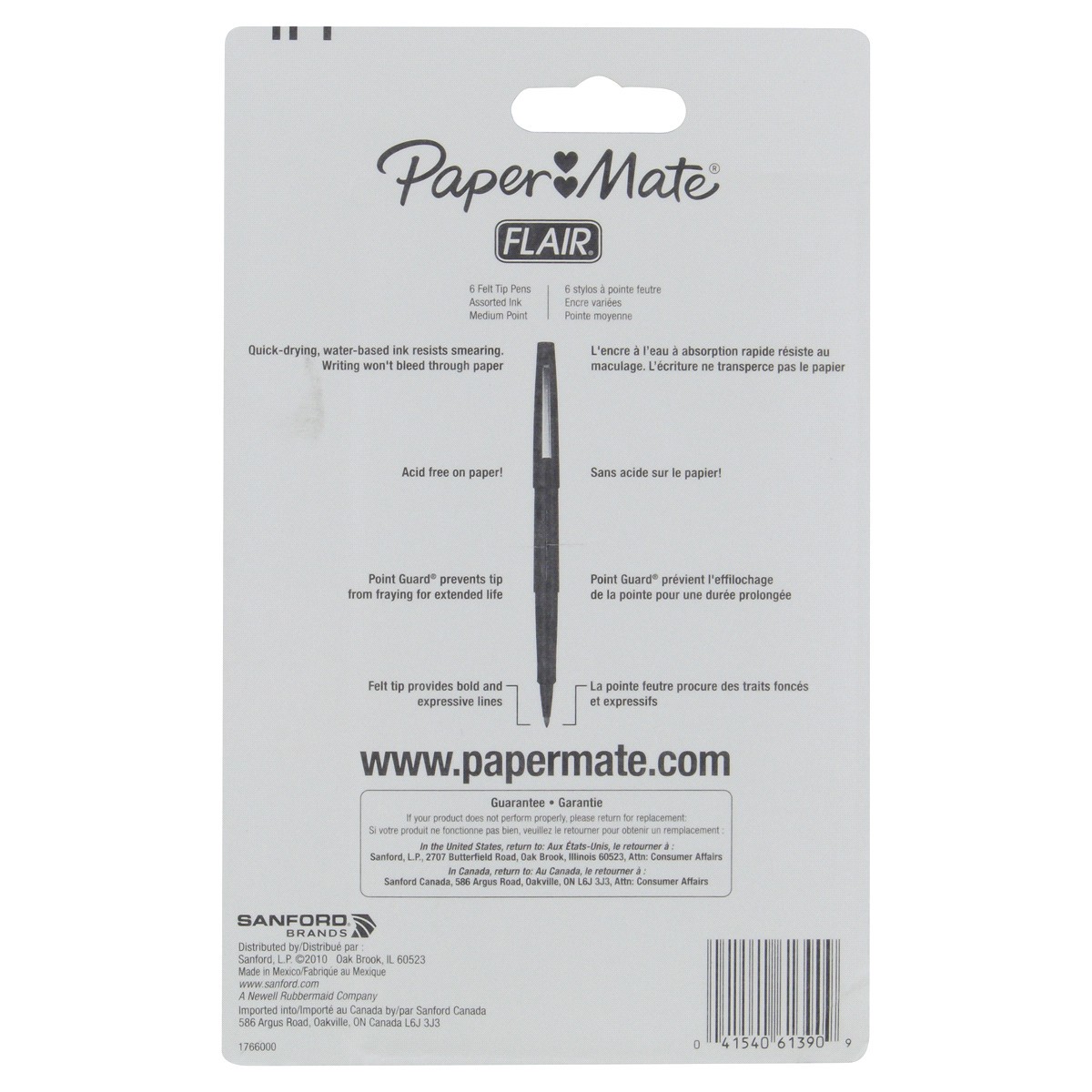 slide 2 of 2, Paper Mate 6ct Pens Flair Core Medium Tip Assorted Colors, 6 ct