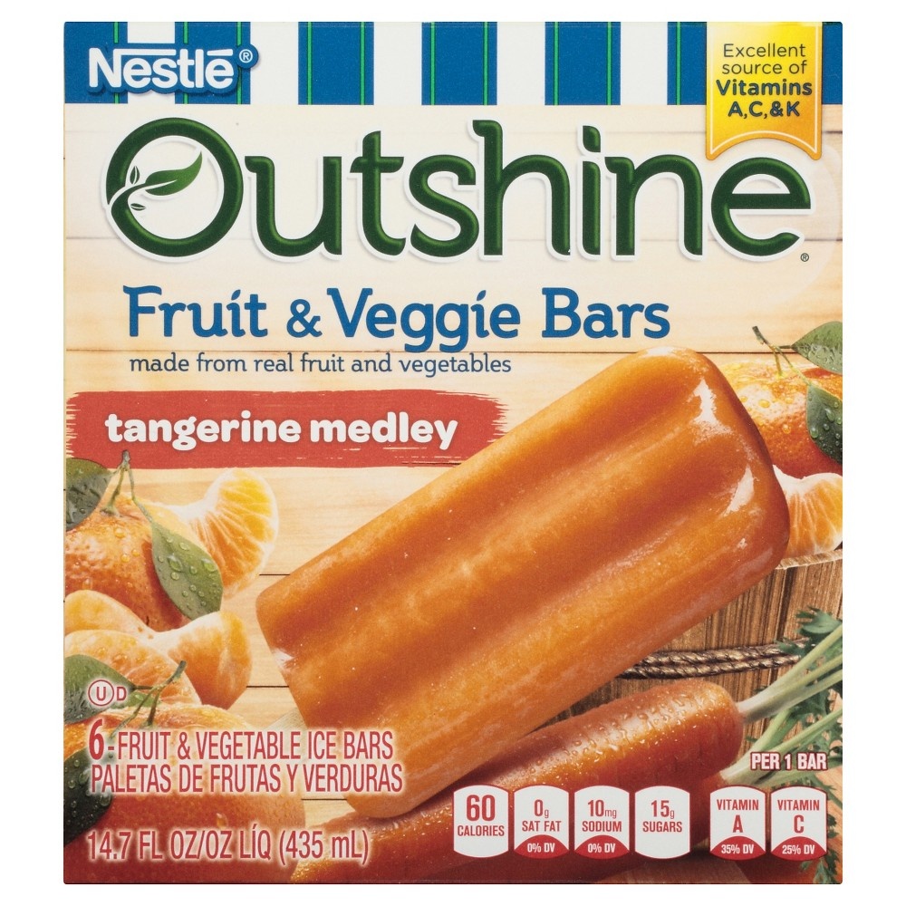 slide 3 of 6, Outshine Tangerine Medley Fruit & Veggie Bars, 6 ct