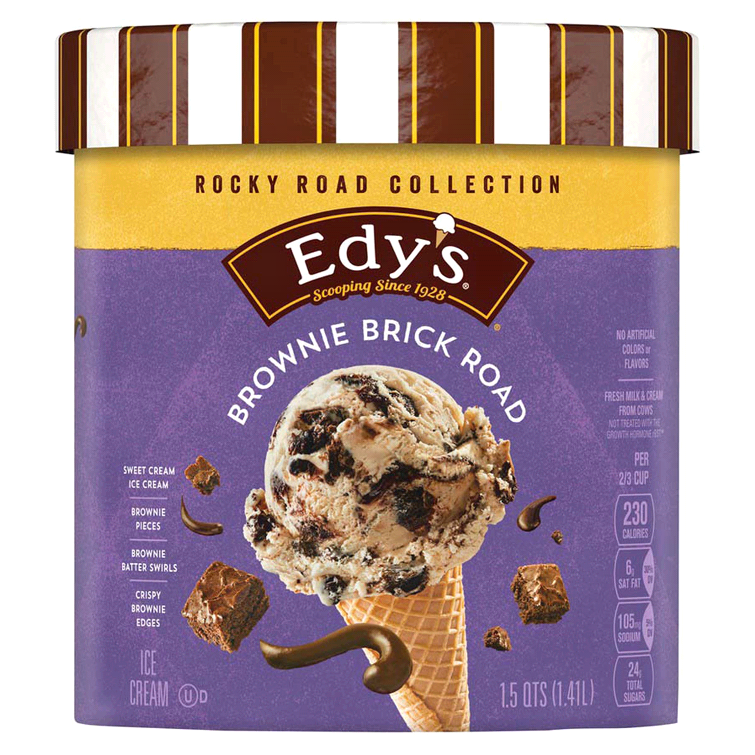 slide 1 of 1, Edy's Brownie Brick Road Ice Cream\, 1.5 Quart Tub, 1.5 qt