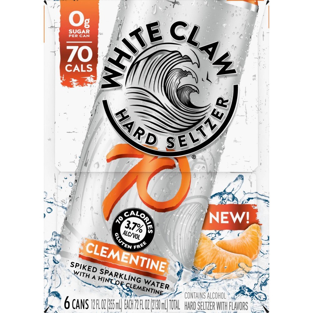 slide 2 of 4, White Claw Hard Seltzer White Claw 70 Clementine Hard Seltzer, 6 ct; 12 oz