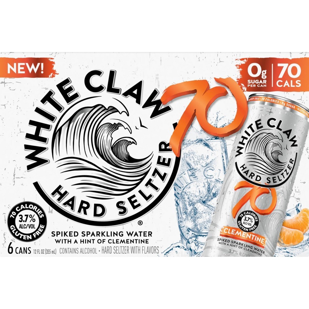 slide 3 of 4, White Claw Hard Seltzer White Claw 70 Clementine Hard Seltzer, 6 ct; 12 oz