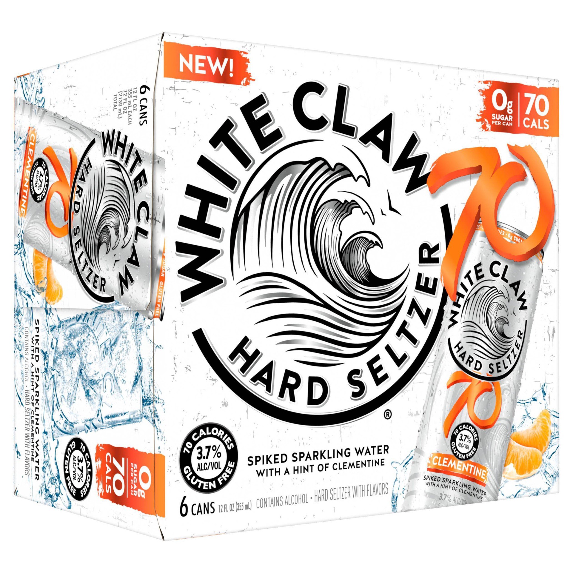 slide 1 of 4, White Claw Hard Seltzer White Claw 70 Clementine Hard Seltzer, 6 ct; 12 oz