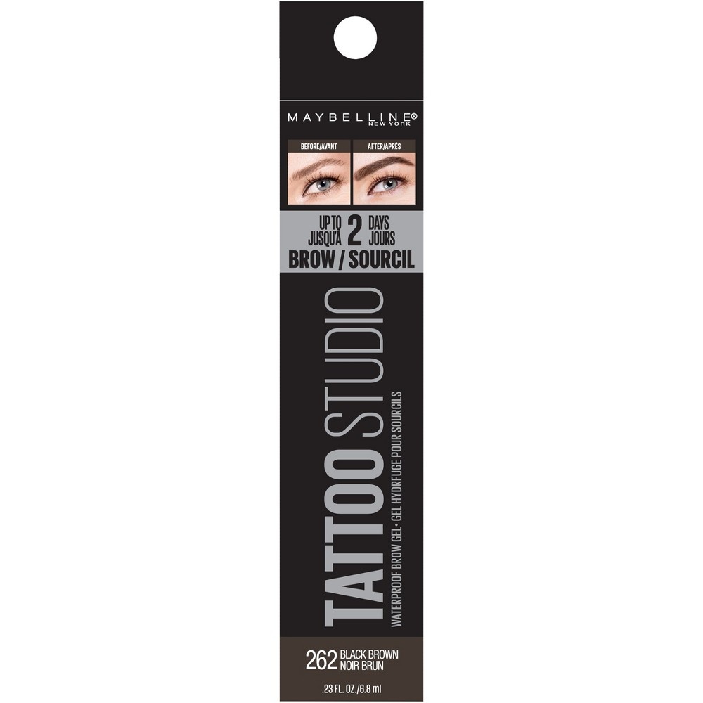 slide 2 of 6, Maybelline Tattoostudio Waterproof Eyebrow Gel, Black Brown, 0.23 oz