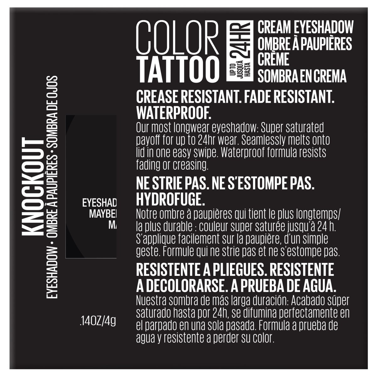 slide 11 of 17, Maybelline Color Tattoo Up To 24Hr Longwear Cream Eyeshadow Makeup, Knockout, 0.14 oz