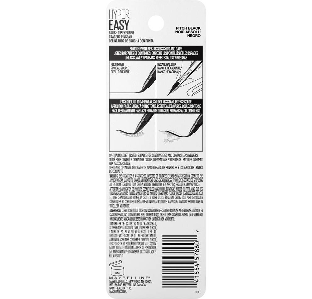 slide 2 of 6, Maybelline Eyestudio Hyper Easy Liquid Eyeliner - 800 Pitch Black, 1 ct