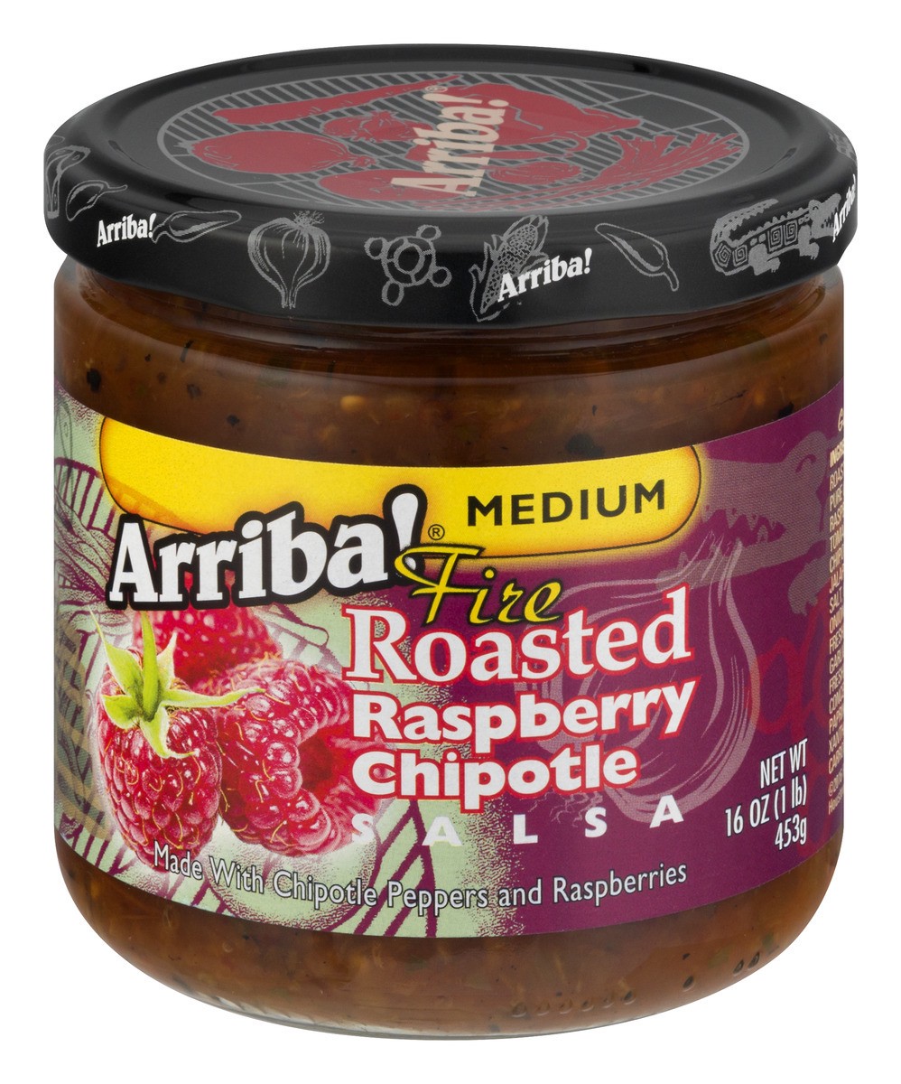 slide 4 of 9, Arriba! Medium Fire Roasted Raspberry Chipotle Salsa, 16 oz