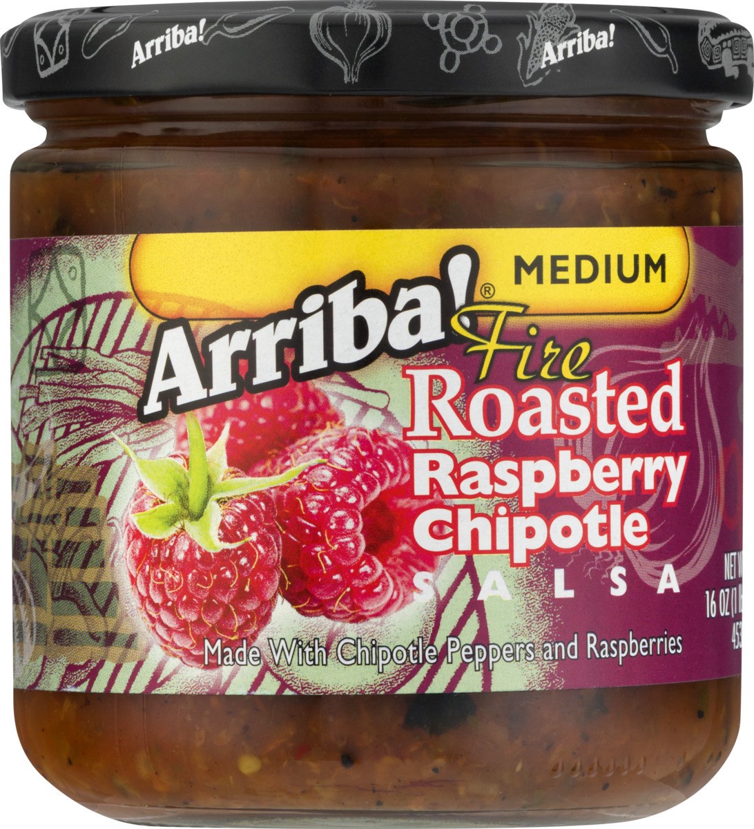 slide 5 of 9, Arriba! Medium Fire Roasted Raspberry Chipotle Salsa, 16 oz