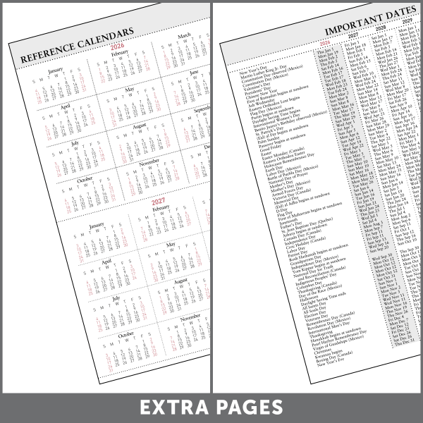 slide 5 of 5, Office Depot Brand Daily Planner, 4"" x 6"", Black, January 2026 to December 2026, OD71120026, 1 ct