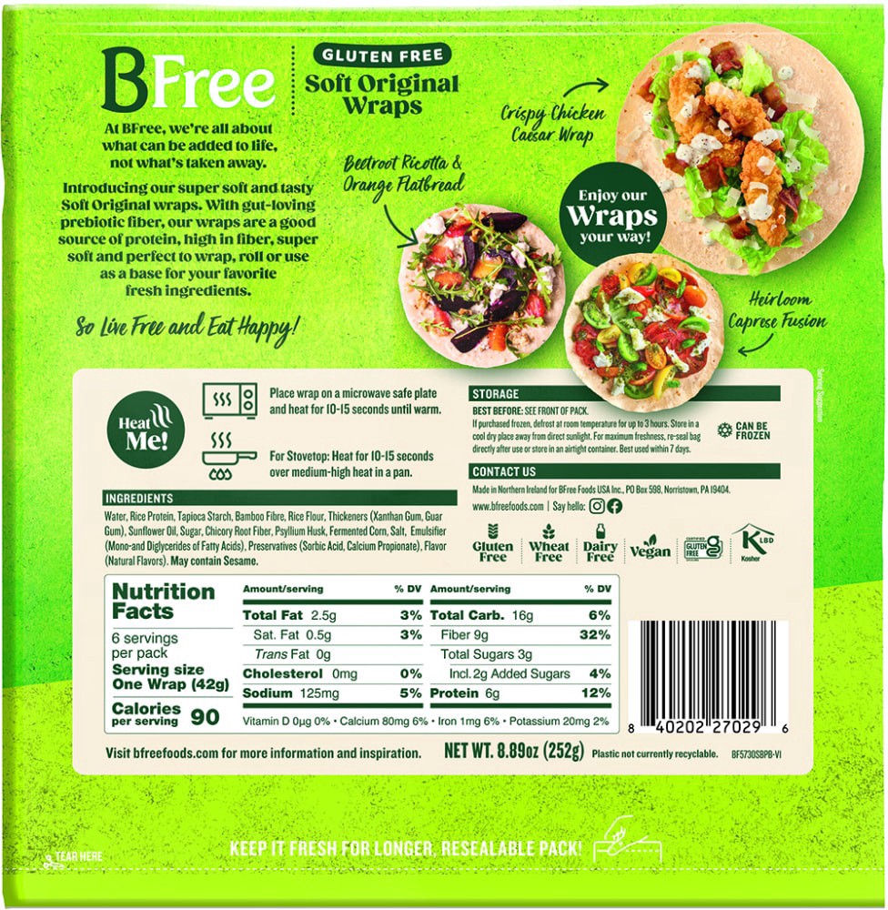 slide 2 of 2, BFree Gluten-Free Soft Original Wraps, 6 ct; 8.89 oz