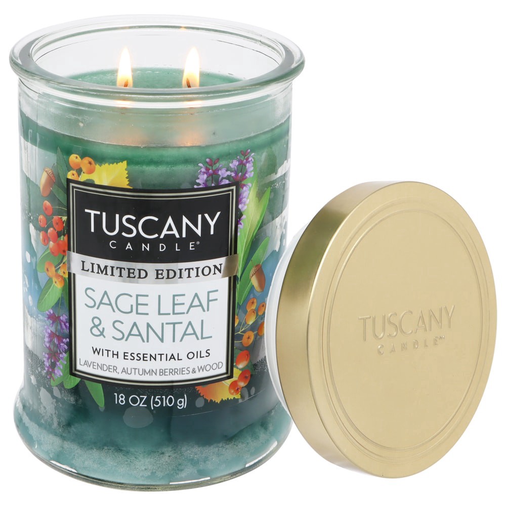 slide 2 of 2, Tuscany Candle® Limited Edition Triple Pour Jar Candle - Sage Leaf & Santal, 18 oz