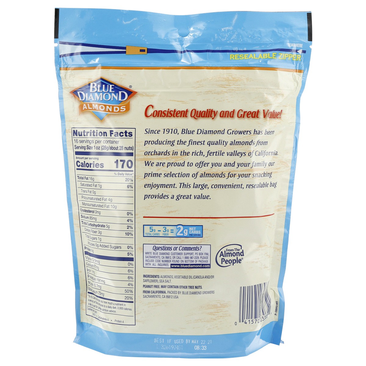 slide 2 of 2, Blue Diamond Almonds - Roasted Salted, 16 oz