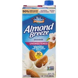 Blue Diamond Almond Breeze Unsweetened Vanilla Shelf-Stable Almondmilk, 32 oz