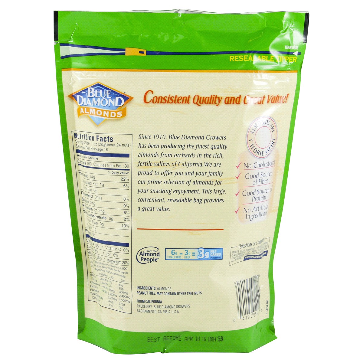 slide 2 of 2, Blue Diamond Almonds 16 oz, 16 oz