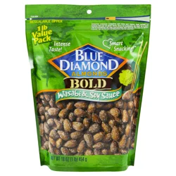 Blue Diamond Bold Wasabi & Soy Sauce Flavored Almonds 1 lb Value Pack 16 oz