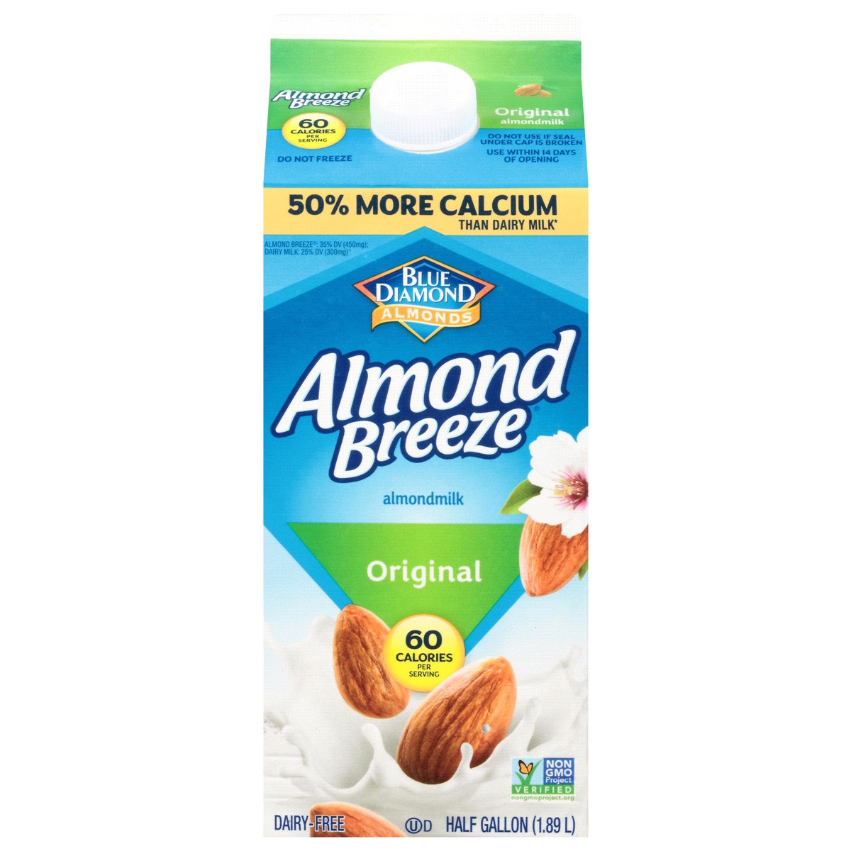 slide 1 of 1, Blue Diamond Almond Breeze Original Almondmilk, 64 oz, 1/2 gal