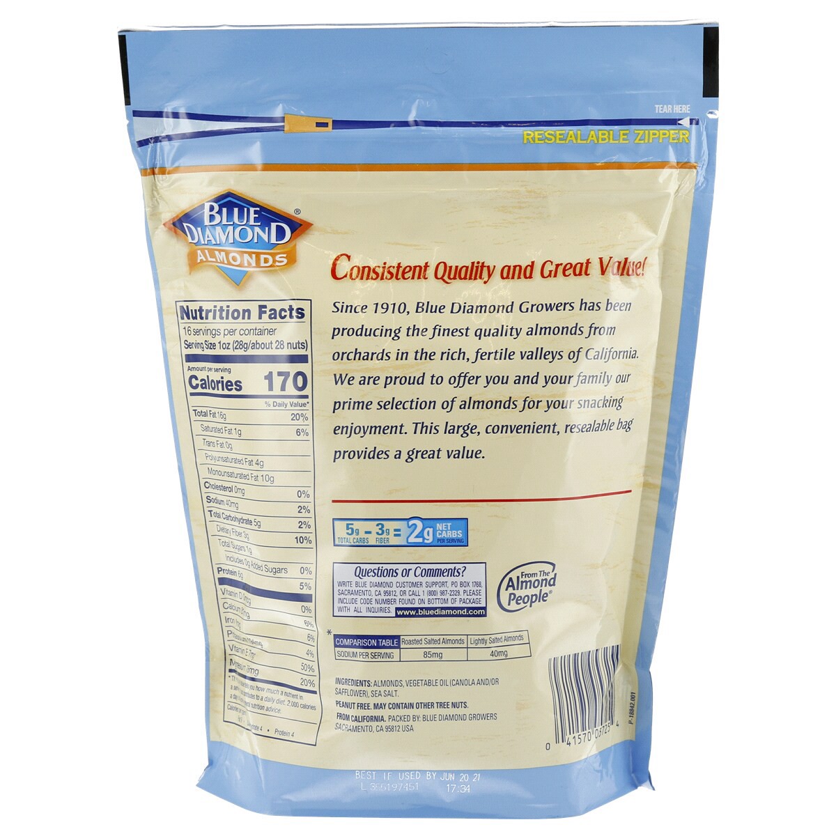 slide 2 of 2, Blue Diamond Lightly Salted Almonds Value Pack 16 oz, 1 lb