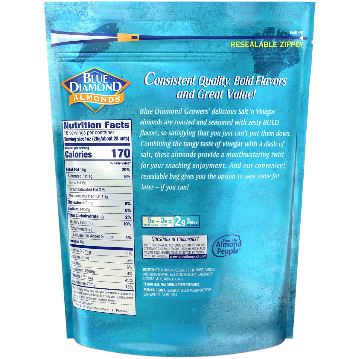 slide 2 of 2, Blue Diamond Salt And Vinegar, 16 oz