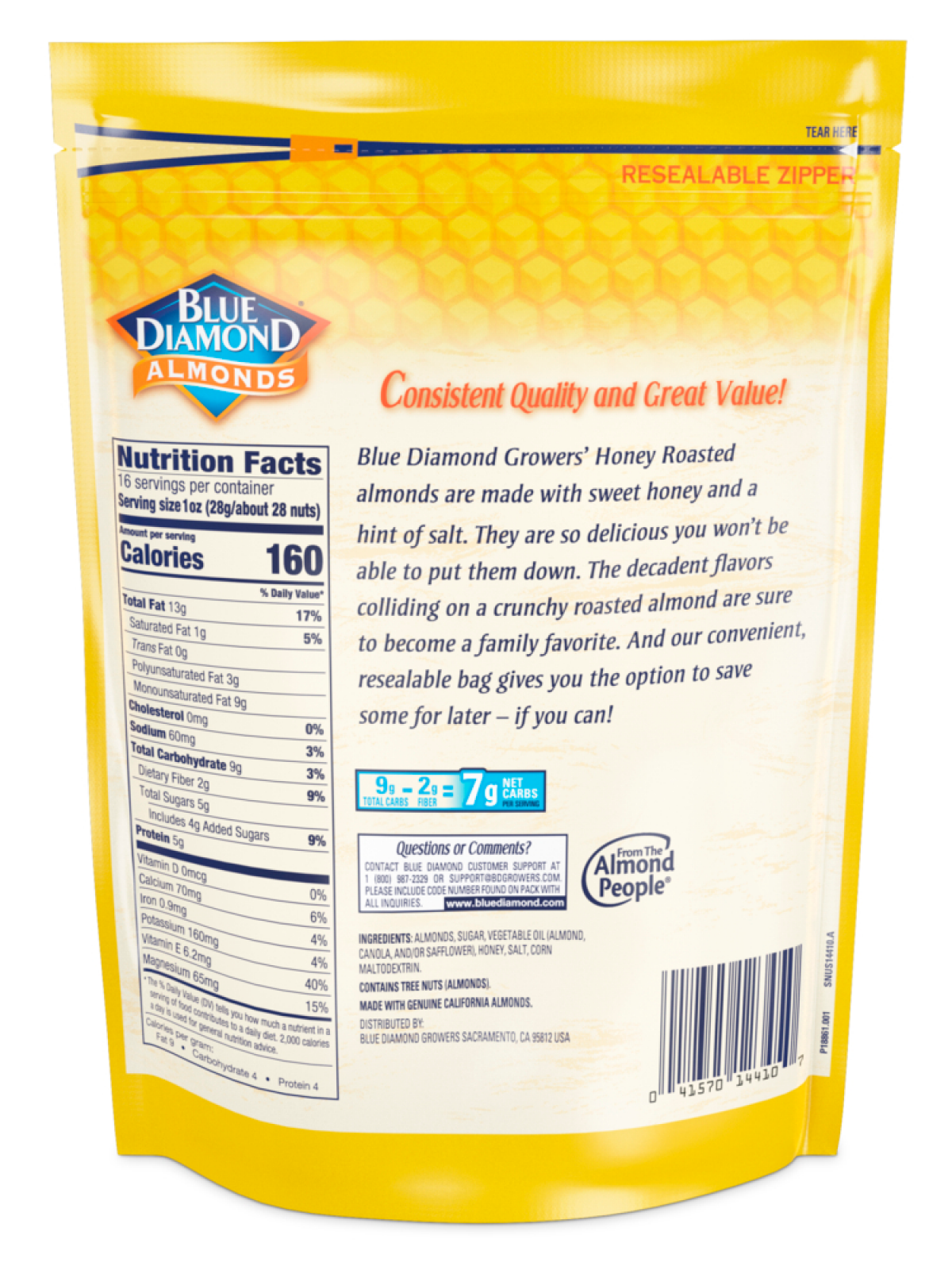slide 2 of 2, Blue Diamond Honey Roasted Almonds Value Pack 16 oz, 1 ct