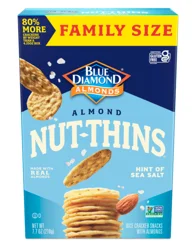 Blue Diamond Nut-Thins Hint of Sea Salt Rice Cracker Snacks with Almonds Family Size 7.7 oz