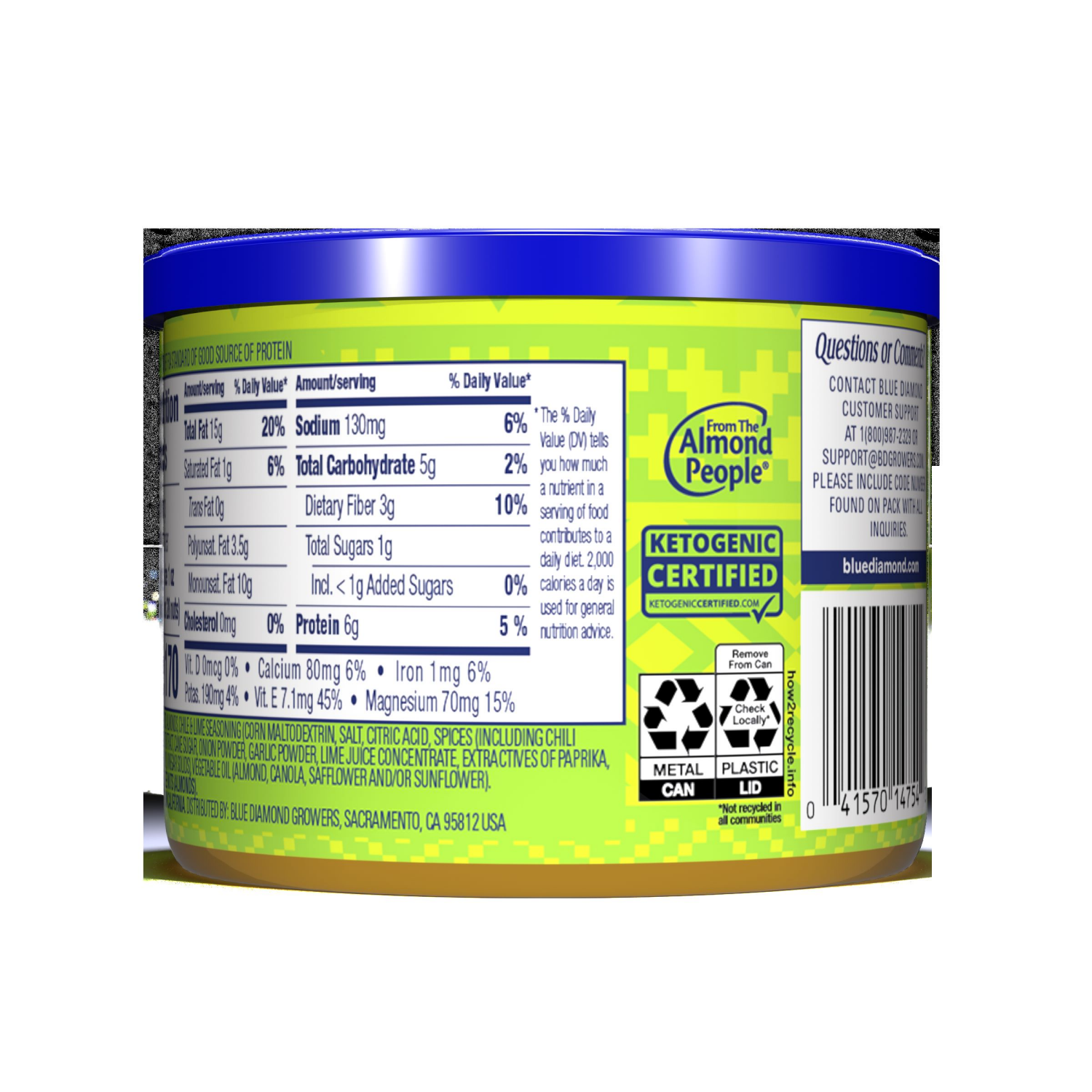 slide 2 of 3, Blue Diamond Chile 'N Lime Flavored Almonds 6 oz, 6 oz