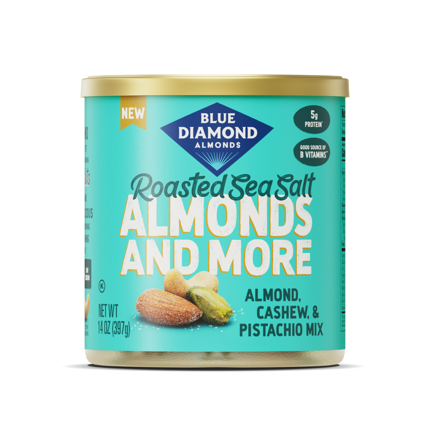 slide 1 of 1, Blue Diamond® Roasted Sea Salt Almonds And More Mixed Nuts, 14 oz