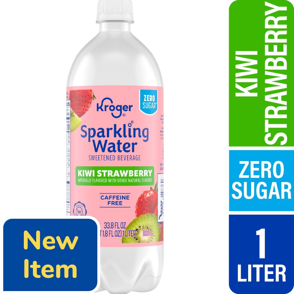 slide 1 of 1, Kroger® Zero Sugar Kiwi Strawberry Sparkling Water, 1 liter