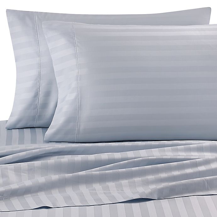 slide 1 of 1, Wamsutta Damask Stripe 500-Thread-Count PimaCott Twin XL Sheet Set - Light Blue, 1 ct