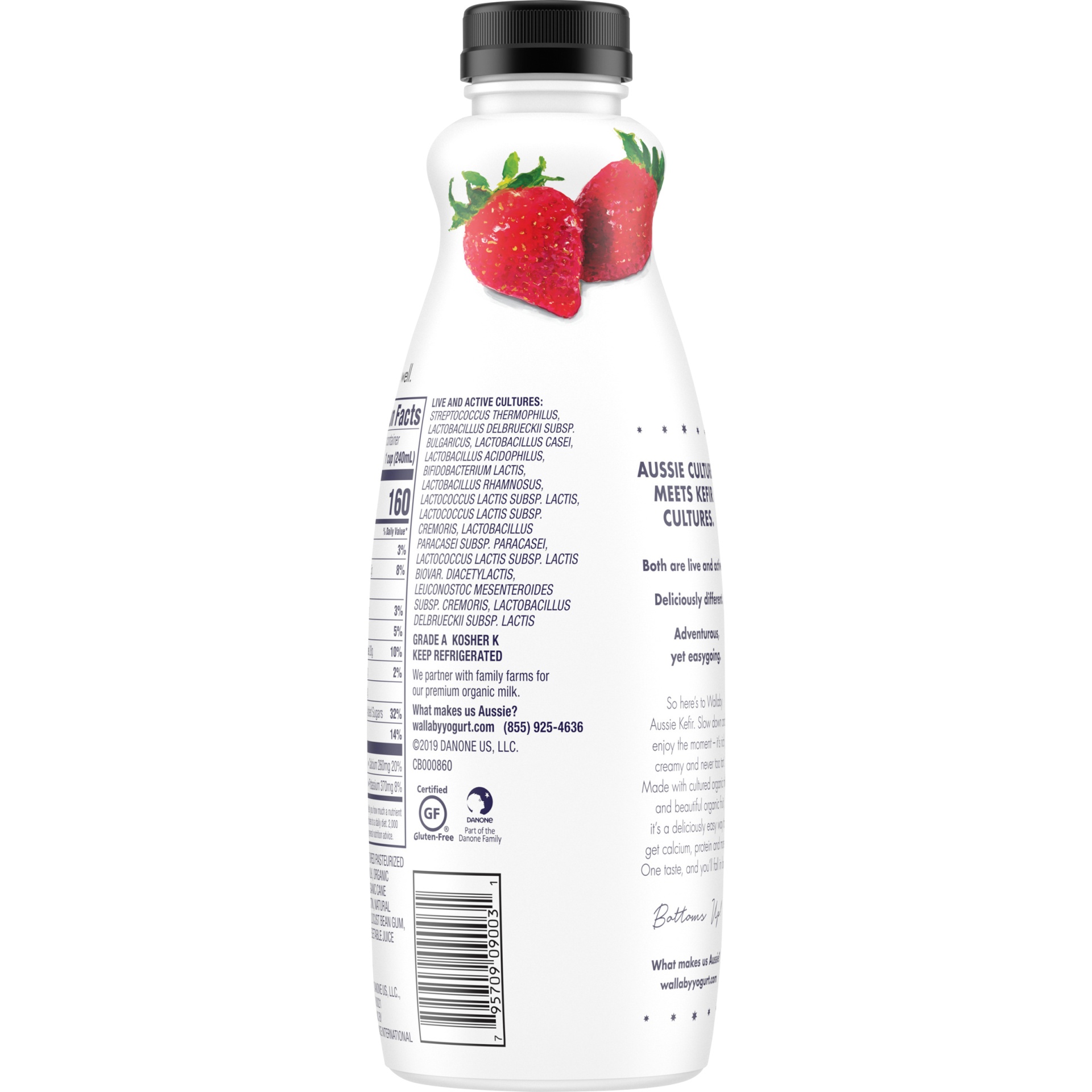 slide 4 of 4, Wallaby Organic Strawberry Kefir Low Fat Yogurt Drink, 32 fl oz