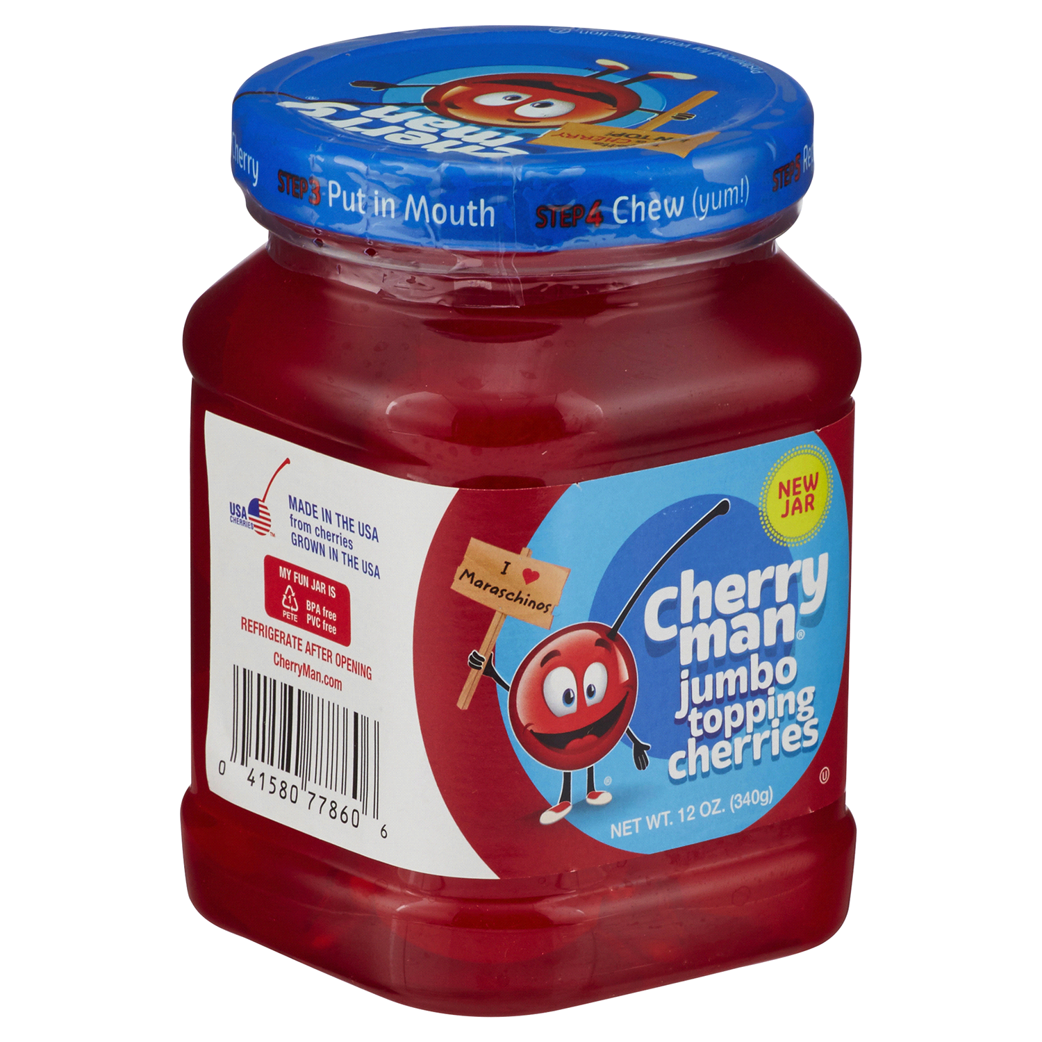 slide 4 of 4, CherryMan Jumbo Topping Maraschino Cherries, 12 oz
