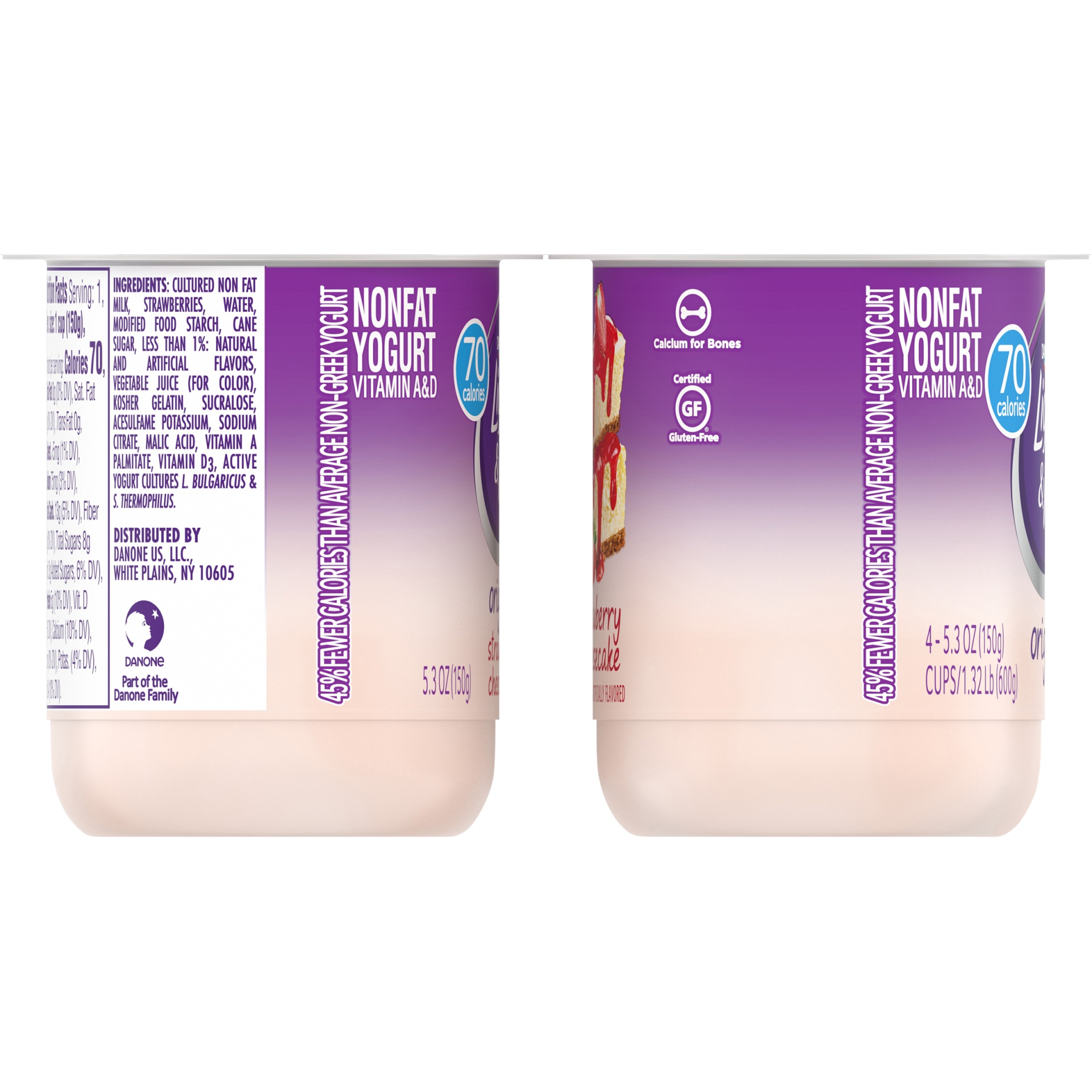 slide 4 of 7, Light + Fit Dannon Light & Fit Strawberry Cheesecake Yogurt 4-5.3 Oz, 21.2 oz