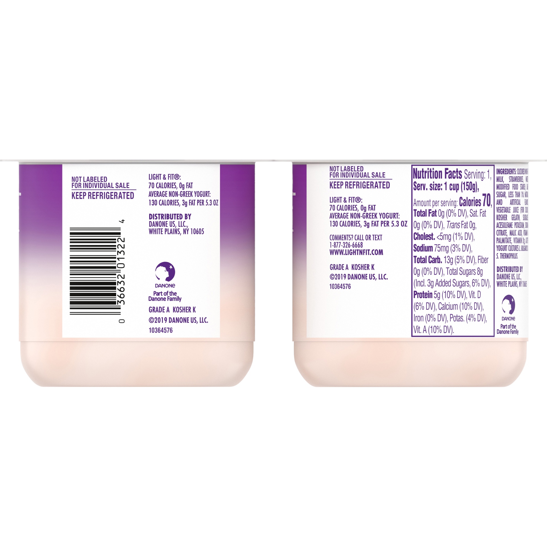 slide 6 of 7, Light + Fit Dannon Light & Fit Strawberry Cheesecake Yogurt 4-5.3 Oz, 21.2 oz