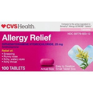 slide 1 of 1, CVS Health Allergy Relief Diphenhydramine Tablets, 100 Ct, 1 ct
