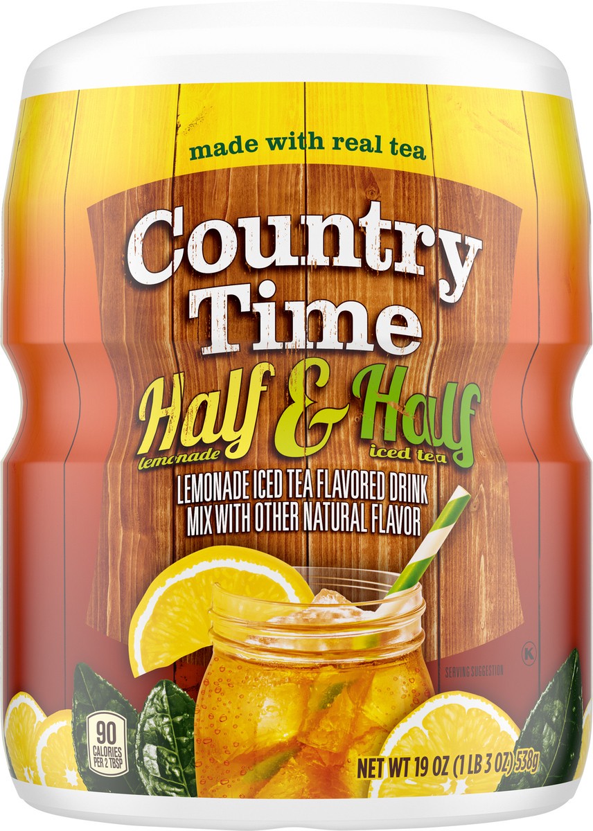 slide 4 of 9, Country Time Half & Half Lemonade Iced Tea Naturally Flavored Powdered Drink Mix, 19 oz Canister, 19 oz