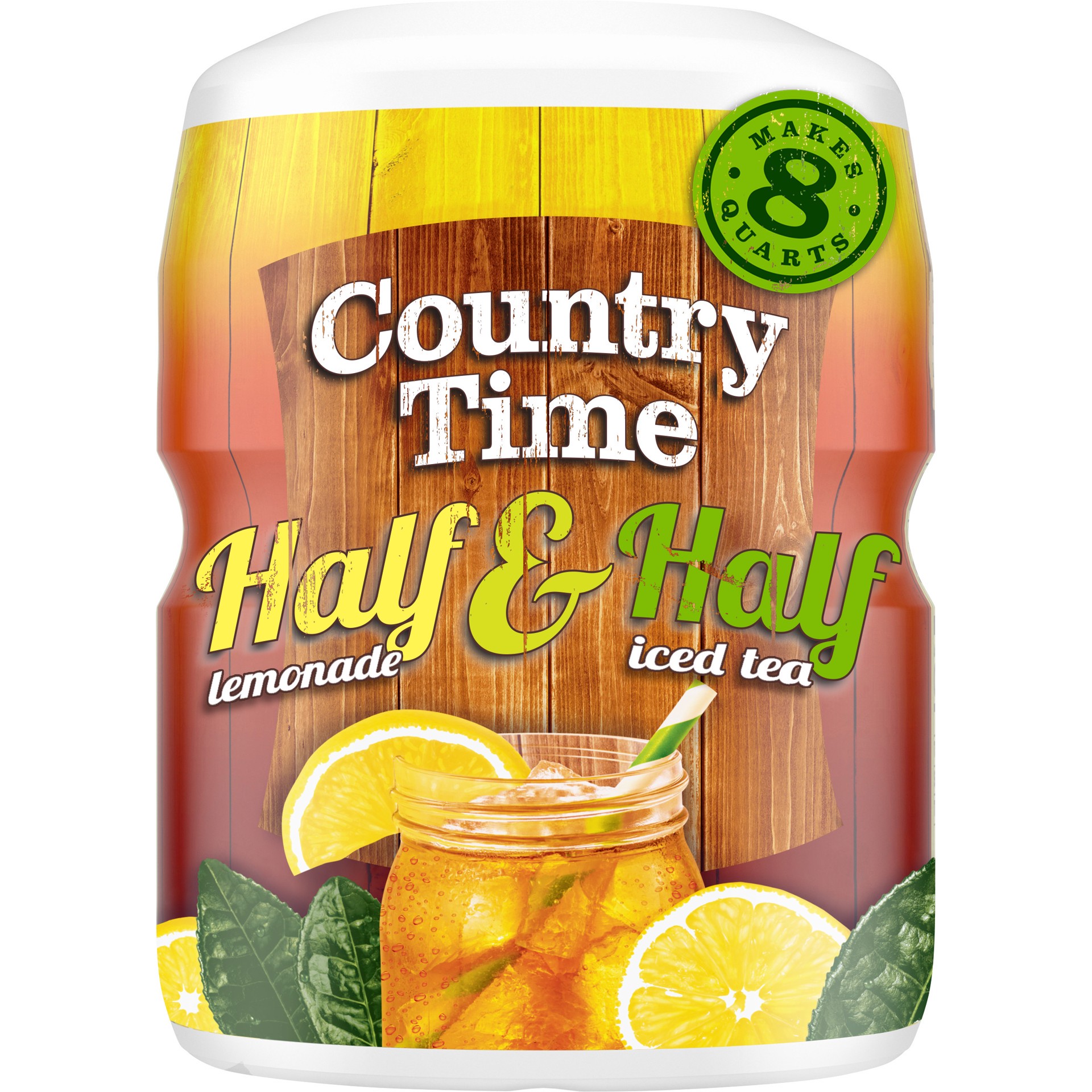 slide 1 of 9, Country Time Half & Half Lemonade Iced Tea Naturally Flavored Powdered Drink Mix, 19 oz Canister, 19 oz