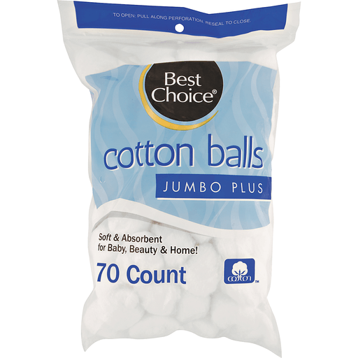 slide 1 of 1, Best Choice Jumbo Cotton Balls, 70 ct