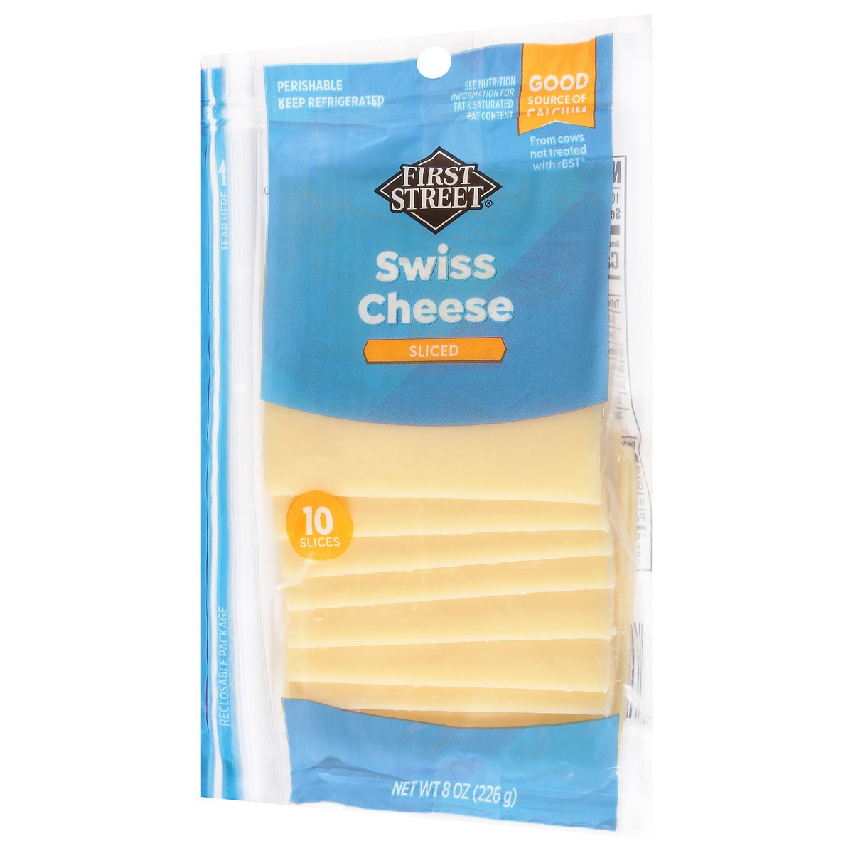 slide 4 of 4, First Street Sliced Swiss Cheese, 8 oz
