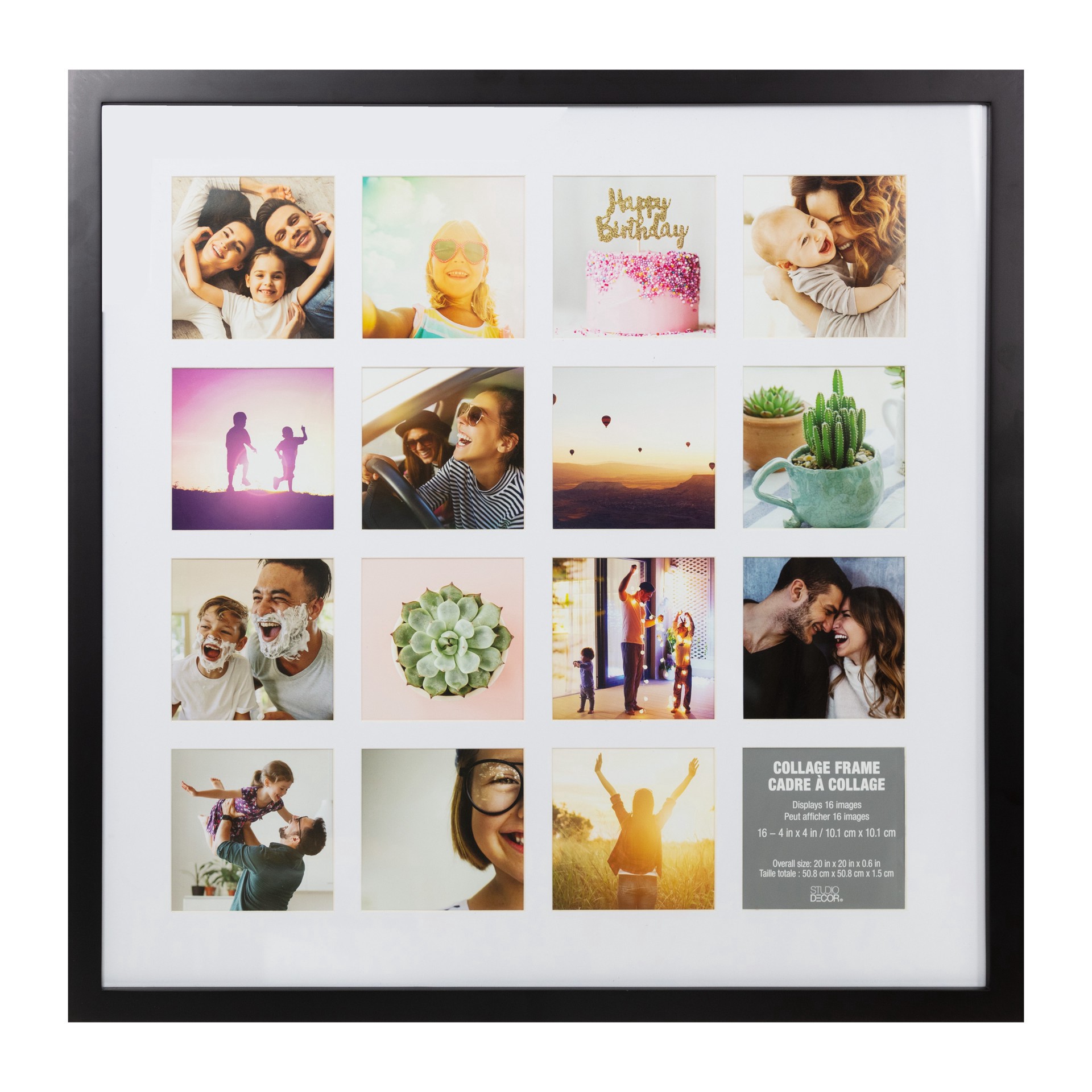 slide 5 of 5, 16 Opening 4" X 4" Black Collage Frame With Mat By Studio Decor, 4 in x 4 in