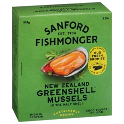 Sanford Sustainable Seafood Sanford Fishmonger New Zealand Greenshell Mussels In The Half Shell 2.0 Lb