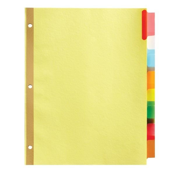 slide 1 of 2, Office Depot Brand Insertable Dividers With Big Tabs, Buff, Assorted Colors, 8-Tab, Pack Of 4 Sets, 4 ct