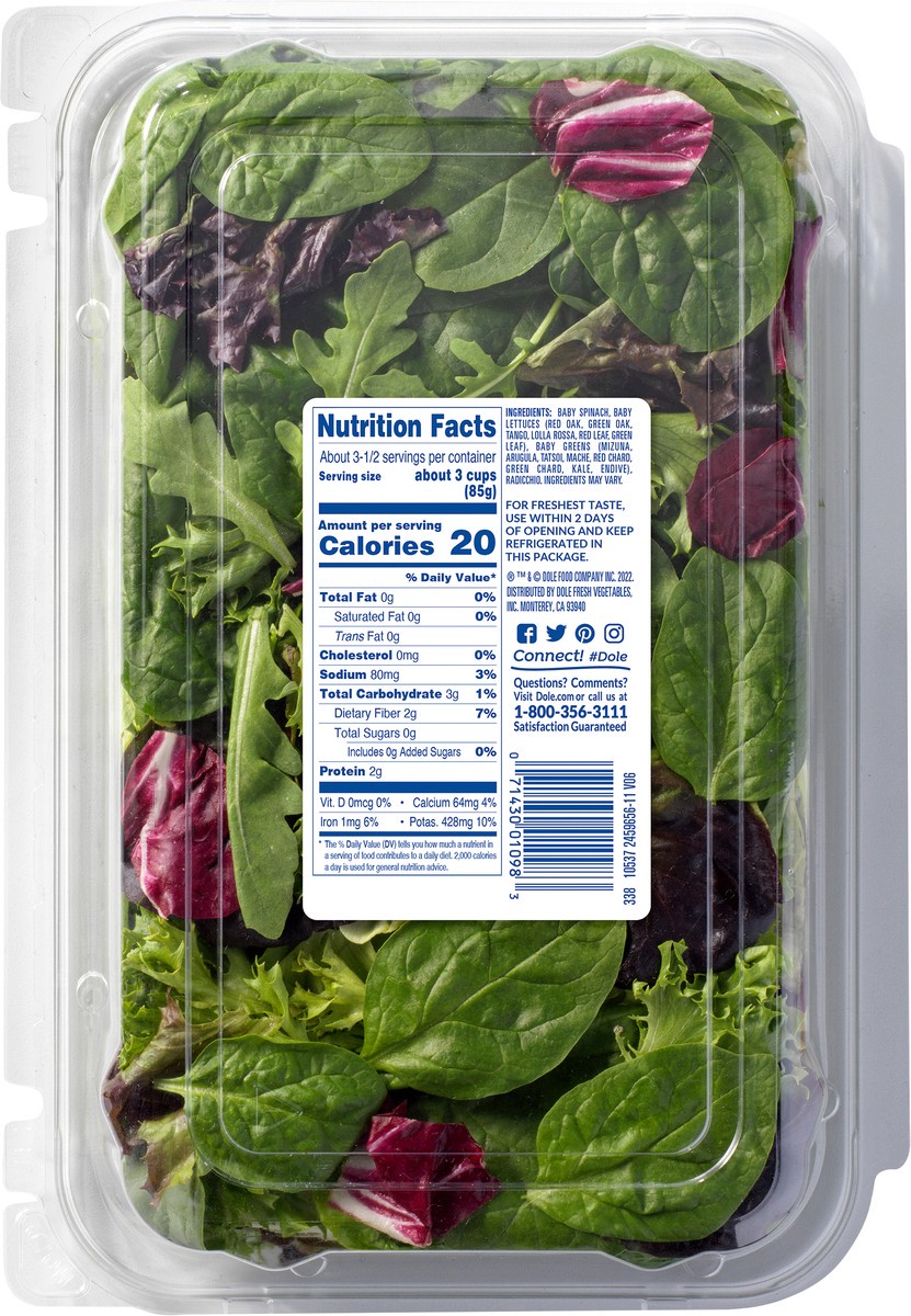 slide 3 of 3, Dole 50/50 Spring Mix & Baby Spinach Blend, 5 oz