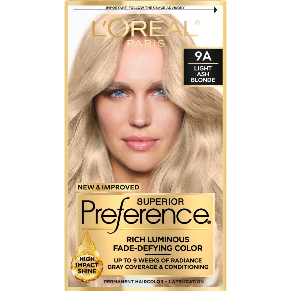 slide 1 of 8, L'Oréal Paris Superior Preference Fade-Defying Color + Shine System 9A Light Ash Blonde, 1 ct