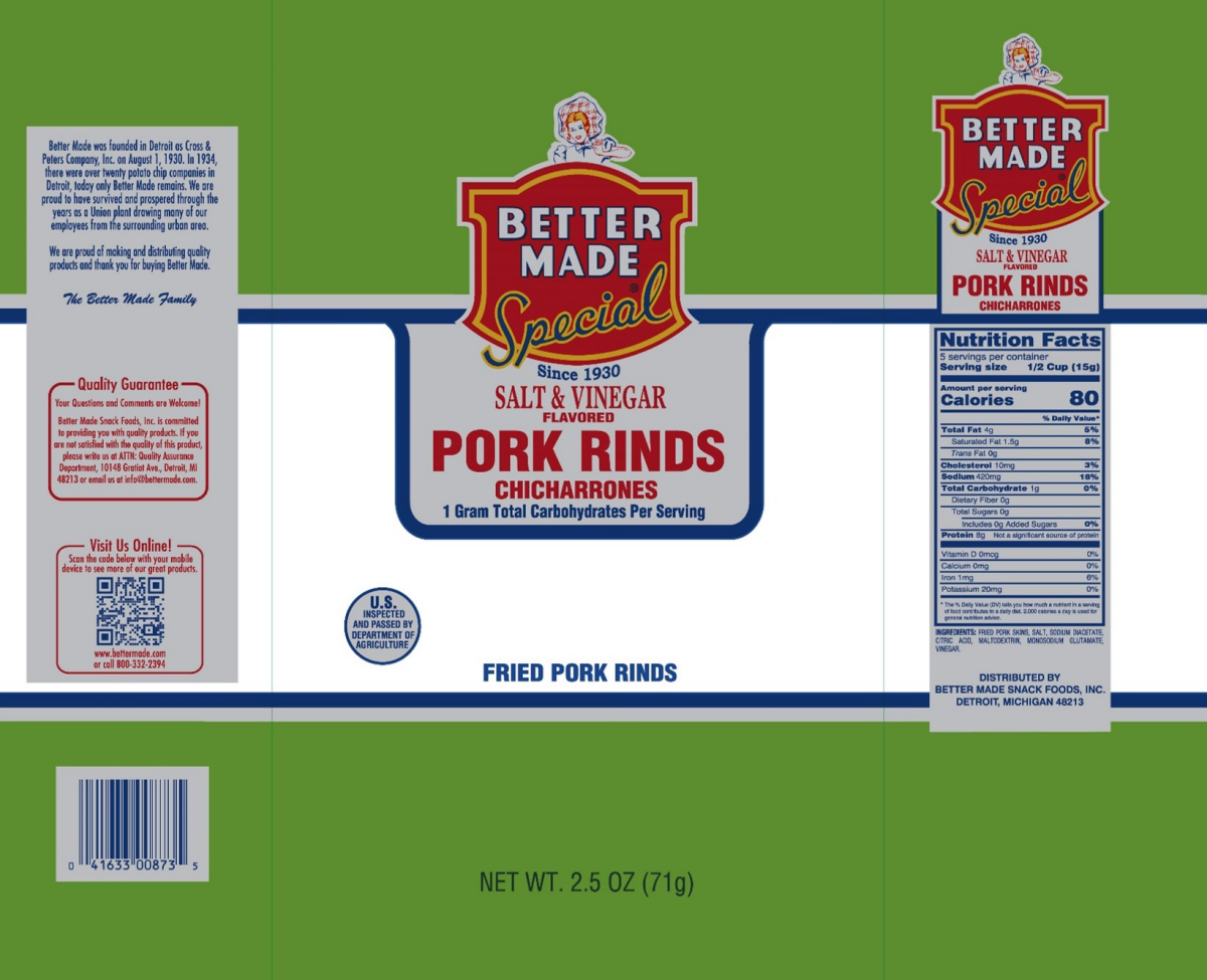 slide 2 of 2, Better Made Pork Rinds Salt & Vinegar, 2.5 oz