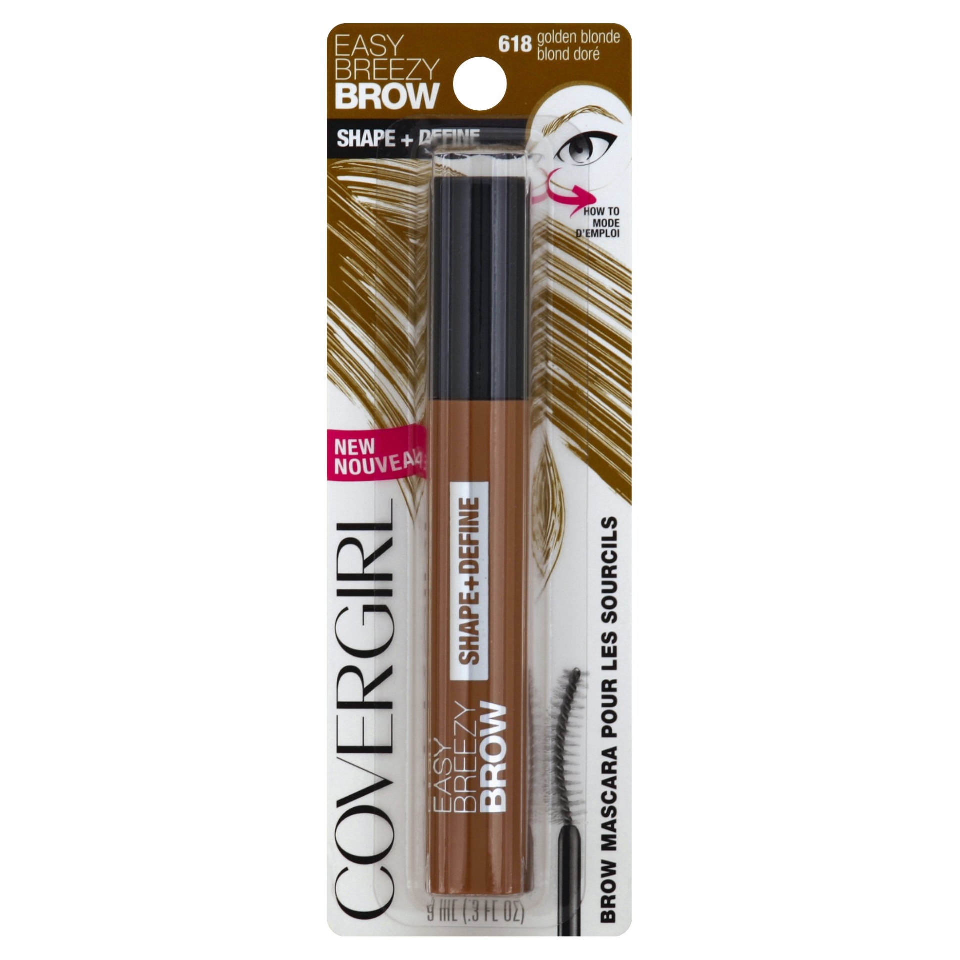 slide 1 of 9, Covergirl Easy Breezy Brow Mascara 618 Golden Blonde, 0.024 fl oz