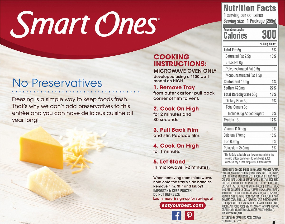 slide 7 of 9, Smart Ones Three Cheese Macaroni Frozen Meal, 9 oz Box, 9 oz