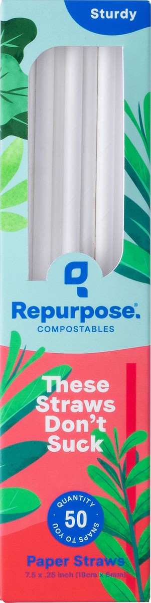 slide 2 of 2, Repurpose Compostables Sturdy Paper Straws 50 ea, 50 ct